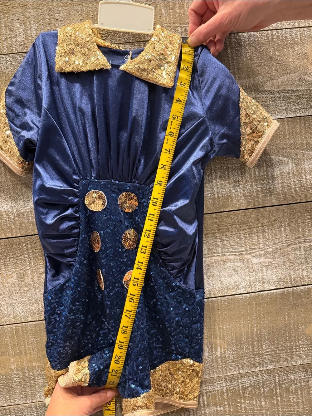 Weissman’s Girls M, Navy/ Gold Sequin Dance Figure Skating Costume with Hat